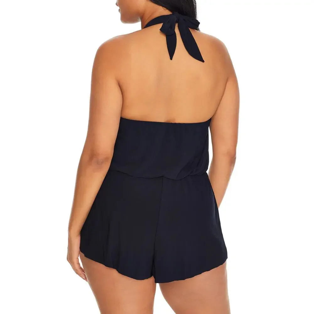 NEW MAGICSUIT Solids Marisa Romper One-piece In Black Swimsuit Size 12 NWOT